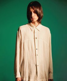 Western Long-sleeved Linen Shirt - Off White (FU-101)