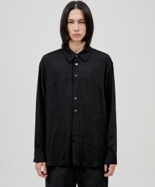 Western Long-sleeved Linen Shirt - Black (FU-101)