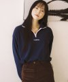 Baby Cropped Fleece Pullover _ Navy/ivory