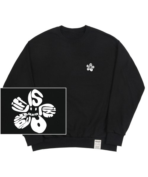 그레이버(GRAVER) [UNISEX]스몰 라이프 로고플라워 스마일 맨투맨_블랙 - 44,800 | 무신사 스토어