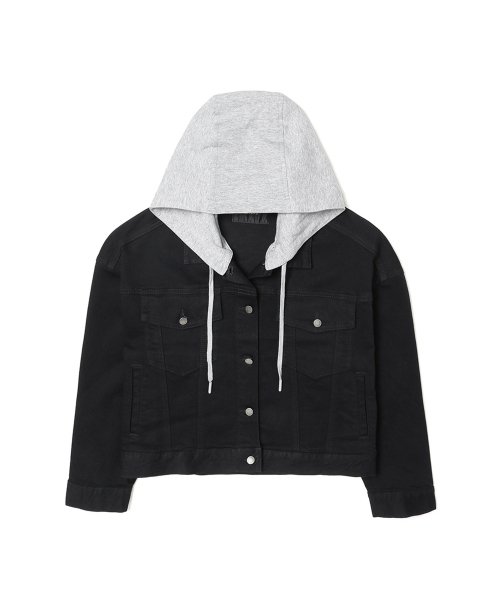 Мужская джинсовка со съемным капюшоном (Black)