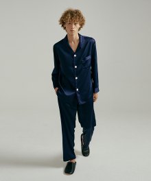 (m) Eco Silk Navy Pajama Set