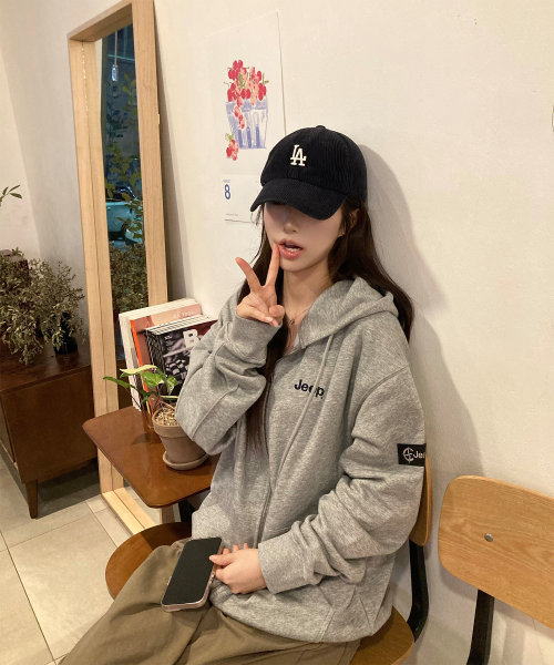 지프() 2WAY 오버핏 스몰 지프 후드집업 (JR5TZU051MG) 상품 이미지