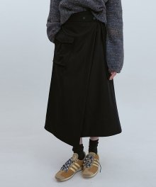Wool Wrap Skirt_BLACK