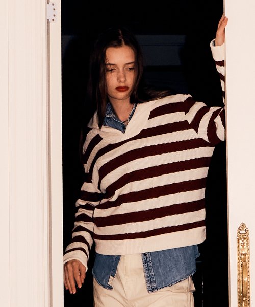 실른(SILN) Stripe sailor sweatshirts (BURGUNDY) - 사이즈 & 후기 | 무신사