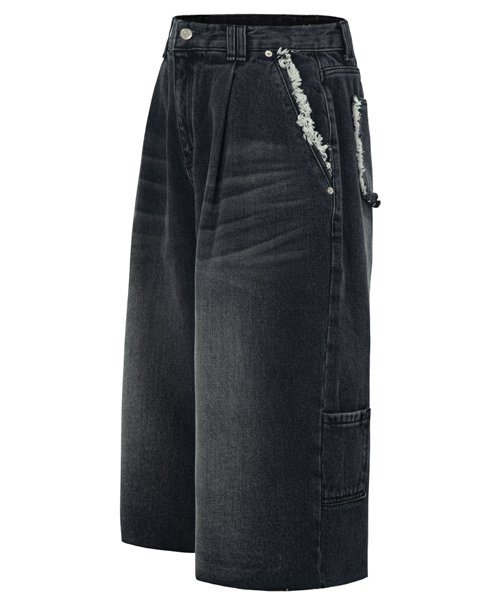 MUSINSA | ESC STUDIO washing denim culotte pants (black) size1/size2