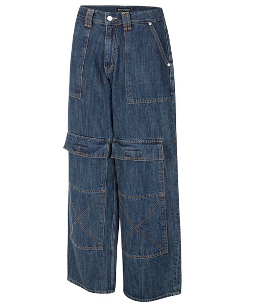 이에스씨 스튜디오(ESC STUDIO) cargo pocket denim pants (blue