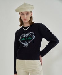 ROLAROLA X SAKI HEART KNIT NAVY