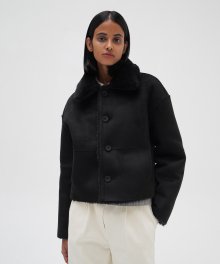 Shearing Reversible Crop Coat - Black