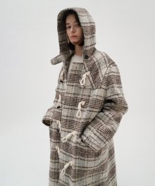 Alpaca Check Duffle Coat - Green