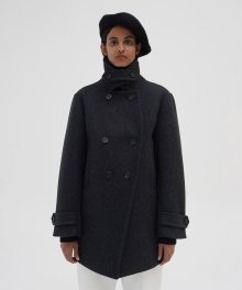 Double-Breast Wool Pea Coat - Charcoal