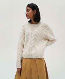 Chunky Cable Wool Round Knit - Oatmeal