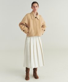 Corduroy Pleated Skirt - Off White