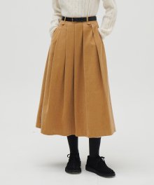 Corduroy Pleated Skirt - Camel