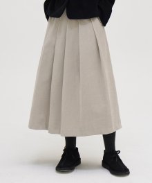 Corduroy Pleated Skirt - Light grey