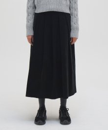 Corduroy Pleated Skirt - Black