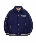 LMC X AVIREX PIPED WOOL VARSITY JACKET navy