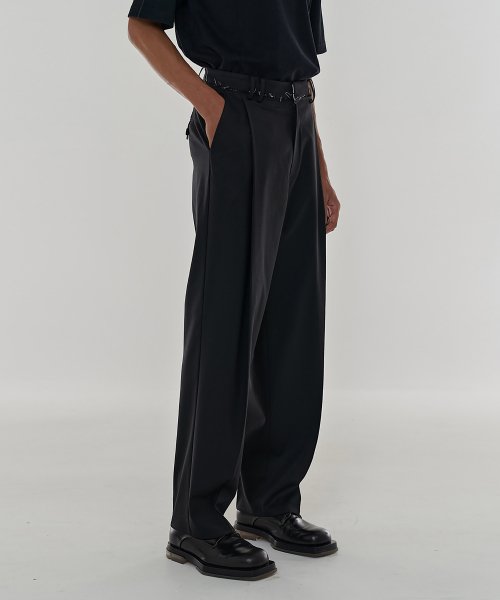 Cutout Wool Gabardine Pants in Black