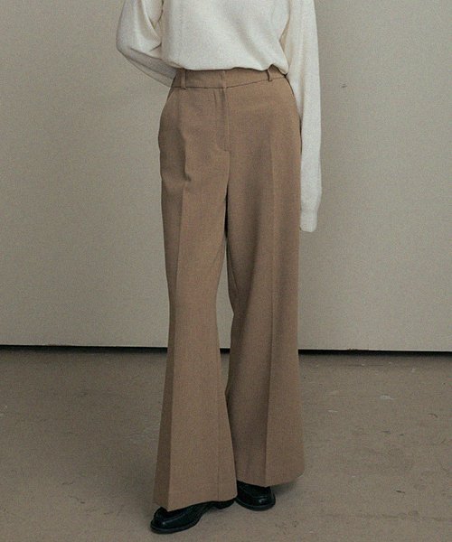bootscut banding pants-camel