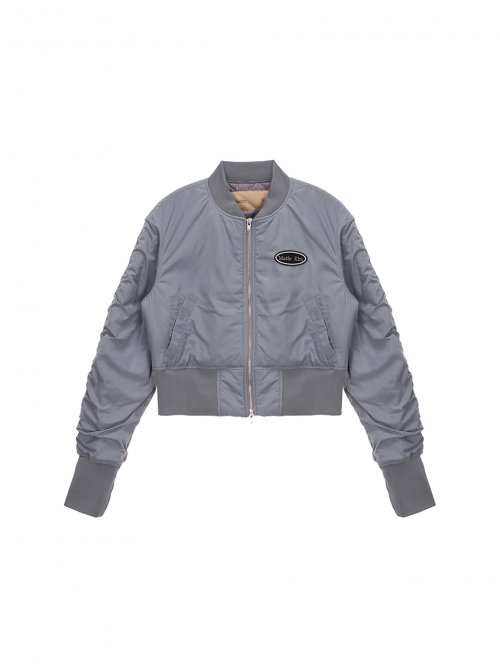 MUSINSA公式 | MATIN KIM SLEEVES STITCH SHIRRING MA-1 JUMPER IN GRAY