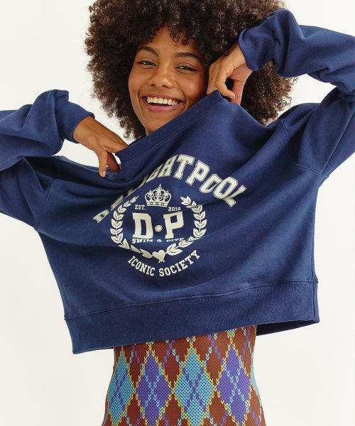 Iconic Society Cropped Sweatshirt - Royal Navy