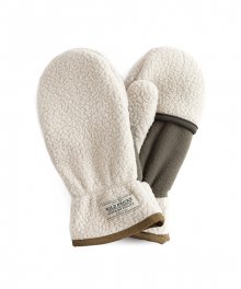 WB FLEECE MITTENS (ivory/olive)