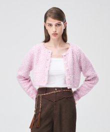 Snow Crop Knit Cardigan  Lavender Pink