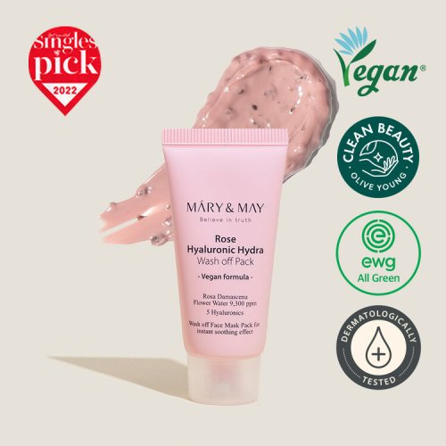 마리엔메이(MARY&MAY) 비건 로즈 히알루로닉 하이드라 워시오프팩 30g - 12,900 | 무신사 스토어