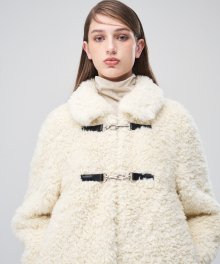 Buckle Fur Half Coat  Ivory