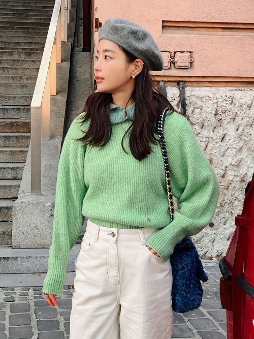 Round Neck Ribbed Knit Top