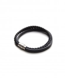 BA038 [Surgical steel] Layered leather bracelet