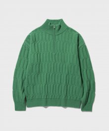 HALF ZIP-UP CABLE KNIT (PALE GREEN)