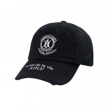 LAUREL EMBLEM DESTROYED WASHING BALL CAP BLACK