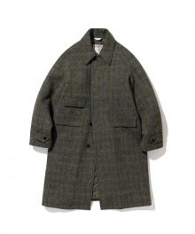 park wool balmacaan coat harris tweed