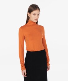 Shirring Sleeve Pola tee _ Orange