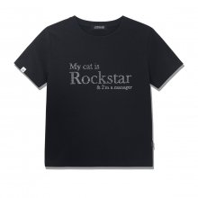 My cat is Rockstar Rhinestone T-shirt (CROP VER.) (Black)