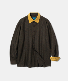 Contrasting point corduroy shirt S112 Mustard&Black