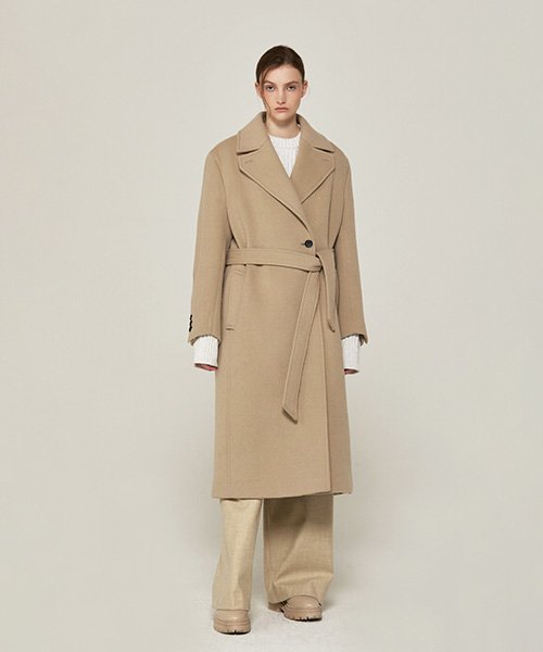 WIDE COLLAR BELTED ROBE CT (BEIGE)