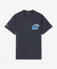 남성 로고 프린트 반소매 티셔츠 - 네이비 / 225JS0152014M3BG