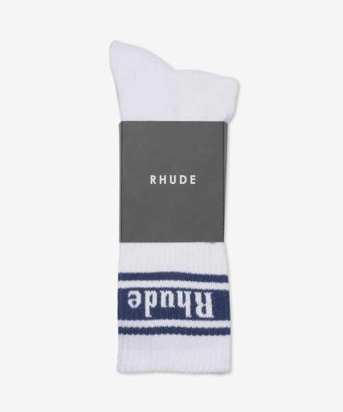 루드(RHUDE) 남성 스트라이프 로고 양말 - 화이트:네이비 / RHFW22SO080708070807 - 39,000 | 무신사 스토어 루드(Rhude) 남성 스트라이프 로고 양말 - 화이트:네이비 / Rhfw22So080708070807 - 39,000 | 무신사 스토어