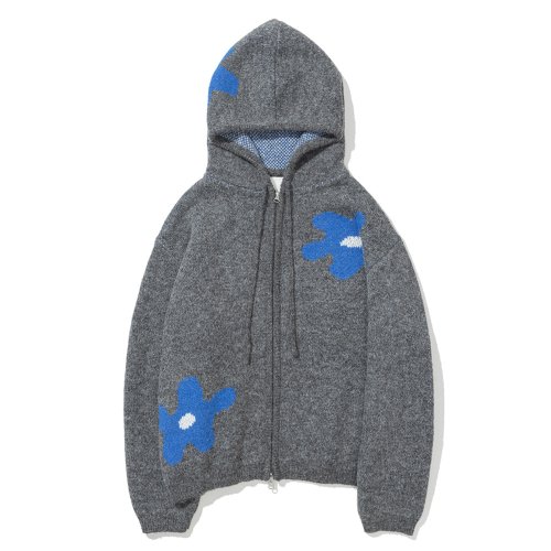 Daisy Knit Hoodie - [C. GREY]