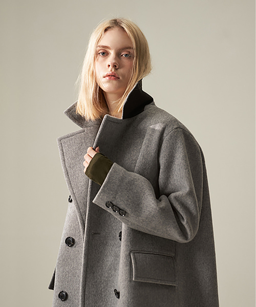 VOYONN - 005 Gray Double-Breasted Mid Coat