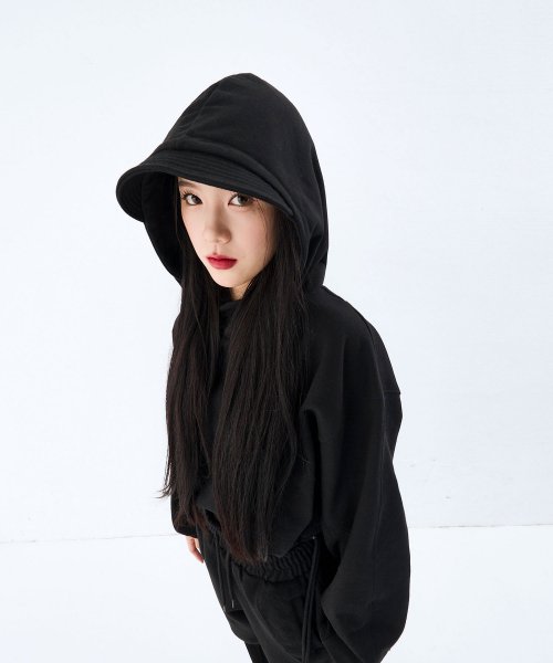 Укороченный худи Reverse Block Cap Black