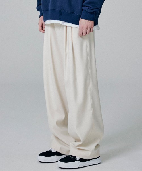 낫포너드(NOT4NERD) TR Two Tuck Wide Pants - Ivory - 사이즈 & 후기