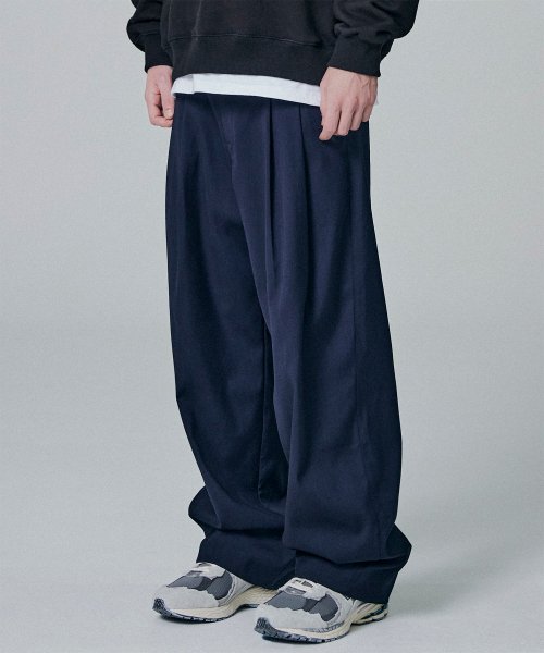 MUSINSA | NOT4NERD TR Two Tuck Wide Pants - Navy