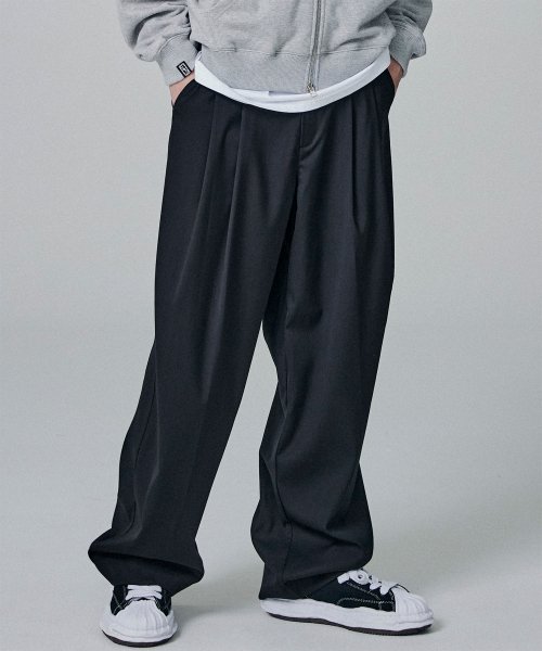 MUSINSA | NOT4NERD TR Two Tuck Wide Pants - Black