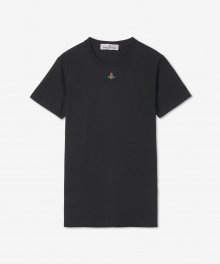 여성 로고 엠브로이더드 반소매 티셔츠 - 블랙 / 1G010002J001MN401