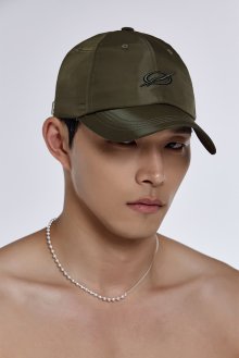 SHINY LOGO EMBROIDERY CAP - KHAKI