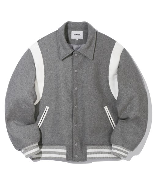 grey wool varsity jacket