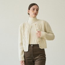 WOOL CABLE ROUND KNIT CARDIGAN_IVORY